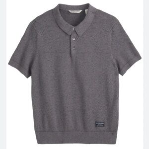 Scotch & Soda Men’s Polo Knit Textured Shirt Gray Size XL NWT